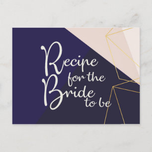 Pink white navy blue & gold geometric  Recipe Postcard