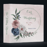 pink white navy flowers greenery wedding album 3 ring binder<br><div class="desc">Beautiful botanical wedding photo album featuring romantic pink,  white and navy blue flowers with green leaves. 
FOR MORE MATCHING PRODUCT click on the collection above or contact me.</div>