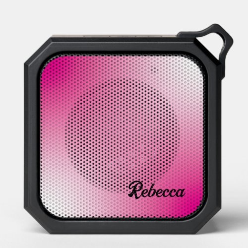 Pink White Ombre Gradient with Name Bluetooth Speaker