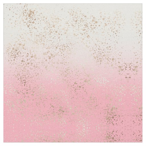 Pink White Ombre Speckled Gold Flakes Fabric