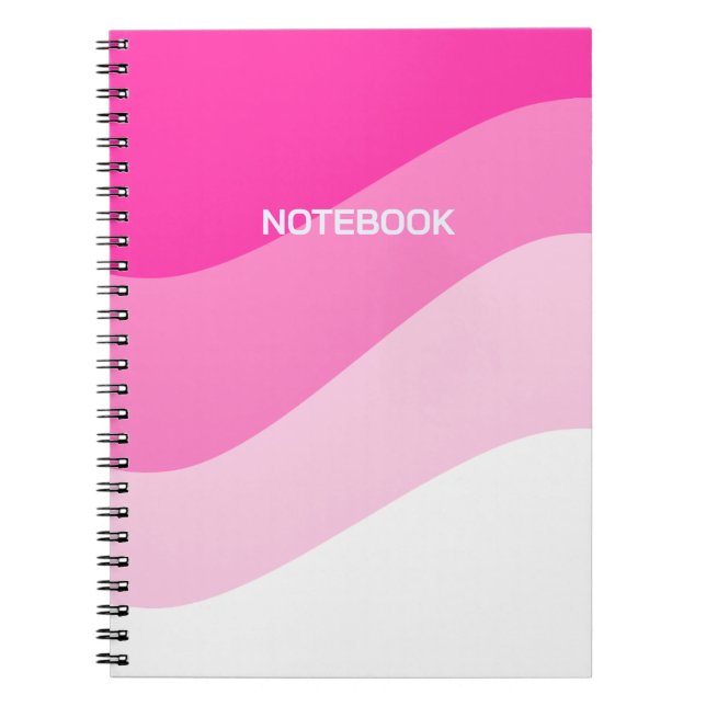 Pink White Ombre Wave pattern Notebook (Front)