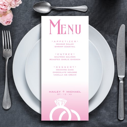 Pink  White Ombre Wedding Reception Menu