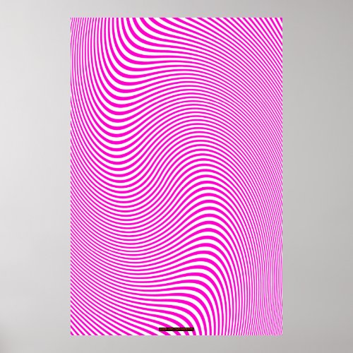 Pink  White Op Art Optical Illusion Wall Poster