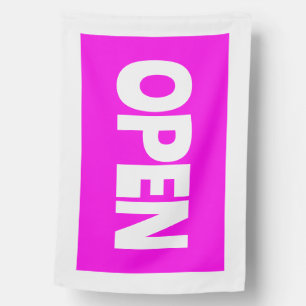PINK & WHITE OPEN SIGN FLAG