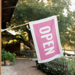 Pink &amp; White Open Sign Flag at Zazzle