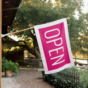 PINK & WHITE OPEN SIGN FLAG
