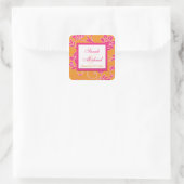 Pink, White, Orange 1.5" Square Wedding Sticker (Bag)