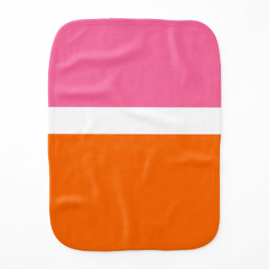 Pink White Orange Plain Color Block Design  Baby Burp Cloth