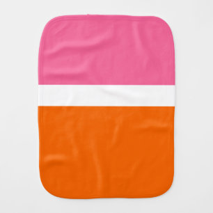 Pink White Orange Plain Color Block Design Baby Burp Cloth