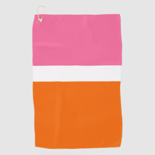 Pink White Orange Plain Color Block Design Golf Towel