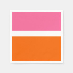 Pink White Orange Plain Color Block Design Napkins