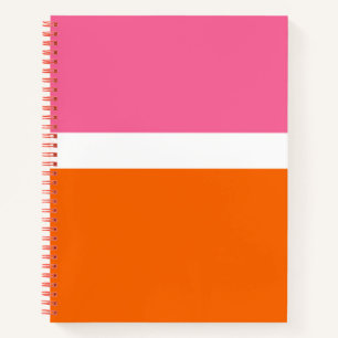 Pink White Orange Plain Color Block Design Notebook