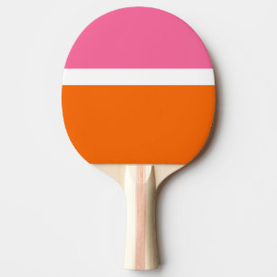 Pink White Orange Plain Color Block Design Ping Pong Paddle