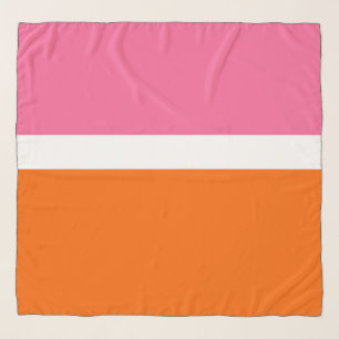 Pink White Orange Plain Color Block Design Scarf