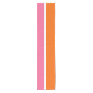 Pink White Orange Plain Color Block Design  Short Table Runner