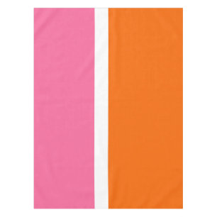 Pink White Orange Plain Color Block Design Tablecloth