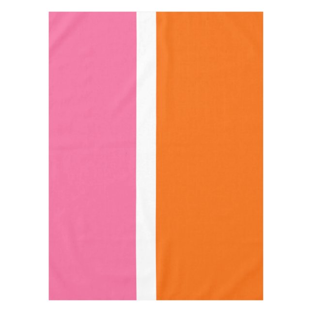 Pink White Orange Plain Color Block Design  Tablecloth (Front)