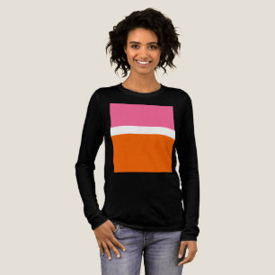 Pink White Orange Plain Color Block Design Tri-Blend Shirt