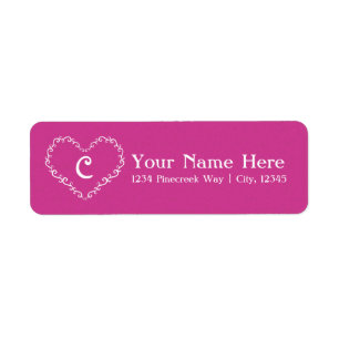 Pink White Ornament Heart Valentine Address Labels