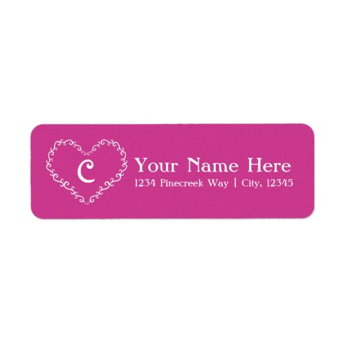 Pink White Ornament Heart Valentine Address Labels