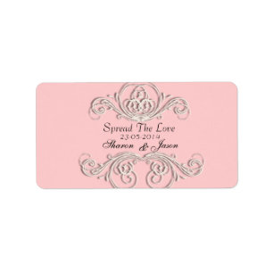 Pink White Ornate Wedding Favor Labels