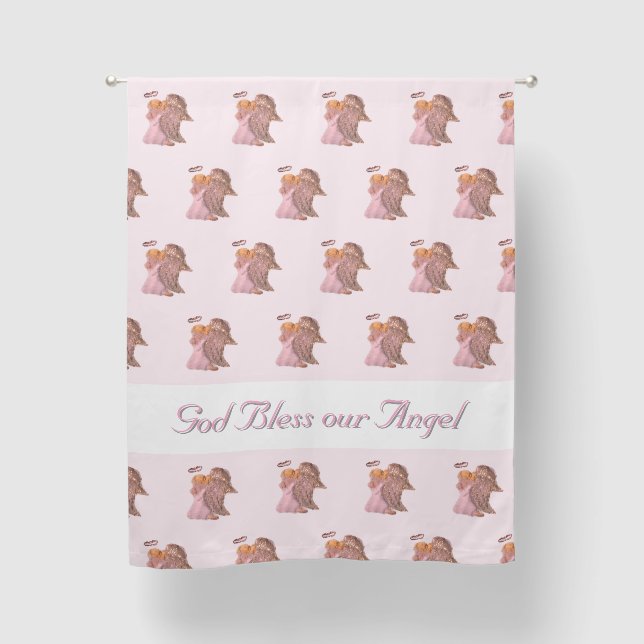 Pink & White "Our Angel" Customizable  Blackout Curtains (Front)