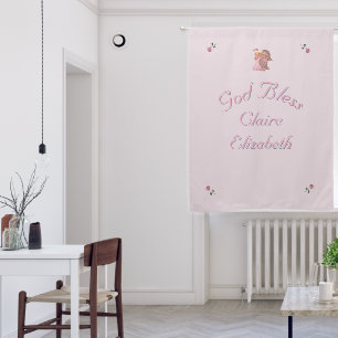 Pink & White "Our Angel" Customizable  Blackout Curtains