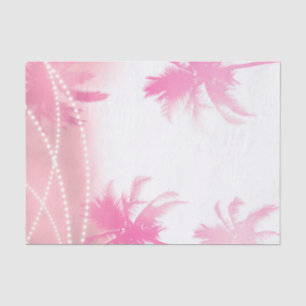 Pink White Palm Trees & Lights Tropical Summer Tissue Paper