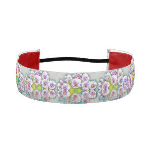 Pink White Pansies near Water Watercolor Athletic Headband