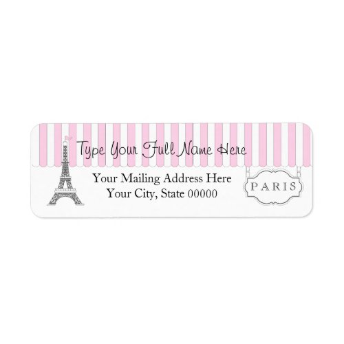 Pink  White Paris Eiffel Tower Name Label