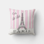 Pink | White Paris Eiffel Tower Ooh La La Throw Pillow