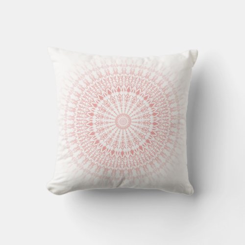 Pink White Pastel Mandala Throw Pillow