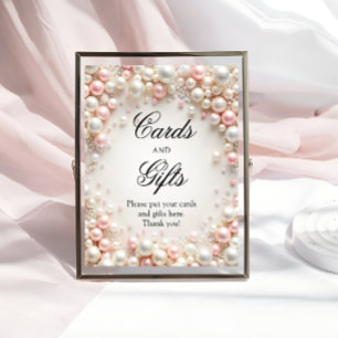 Pink & White Pearls Bridal Shower Cards and Gifts Poster