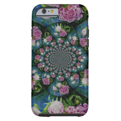 Pink white peony floral watercolor mandala tough iPhone 6 case