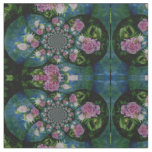 Pink white peony floral watercolor mandala fabric