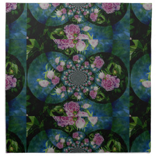 Pink white peony floral watercolor mandala napkin