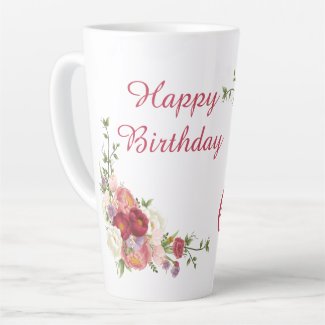 Pink White Peony Flower Happy Birthday Number 
