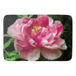 Pink White Peony Watercolor Fine Floral Bathroom Mat at Zazzle