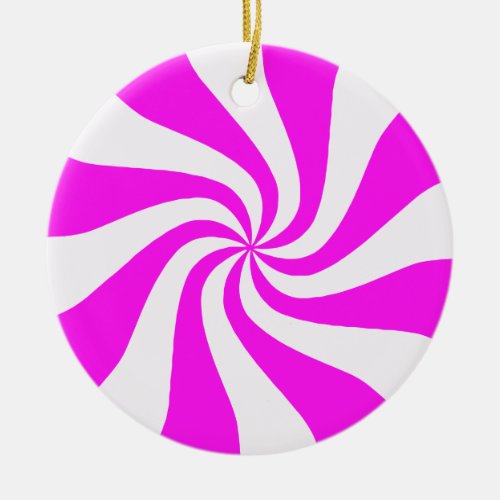Pink  White Peppermint Candy Christmas Ornament