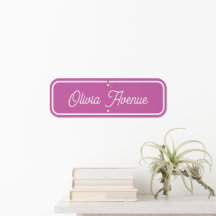 Pink & White Personalized Kids Name Street