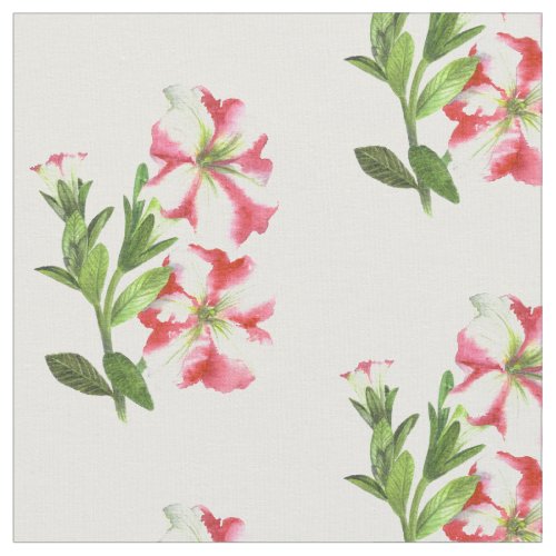 Pink White Petunias Cotton Fabric