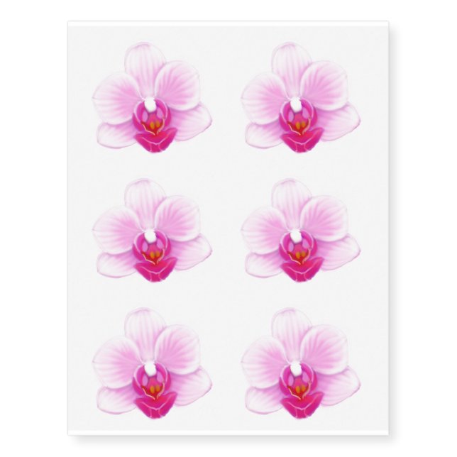 Pink White Phalaenopsis Orchid Flower Temporary Ta Tattoos (Front)