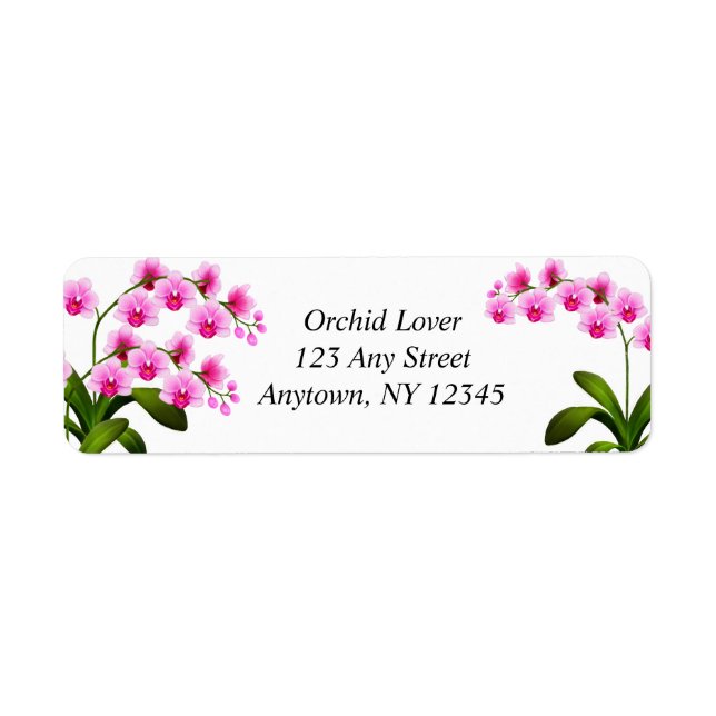 Pink White Phalaenopsis Orchid Flowers Labels (Front)