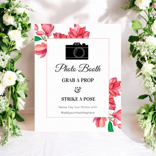 Pink White Photo Booth Floral Sign Poster (Creator Uploaded)