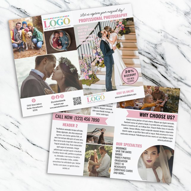 Pink & White Photo Template Photography Marketing Brochure (Creator Uploaded)