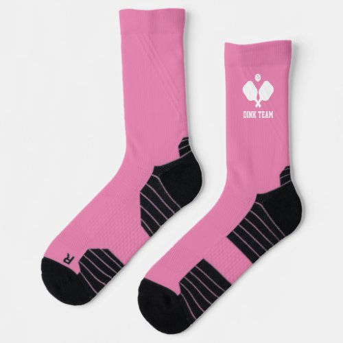 Pink White Pickleball Paddles Personalized Team Socks