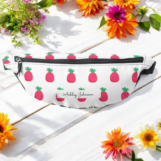 Pink White Pineapple Chic Pattern Fanny Pack (Creator Uploaded)