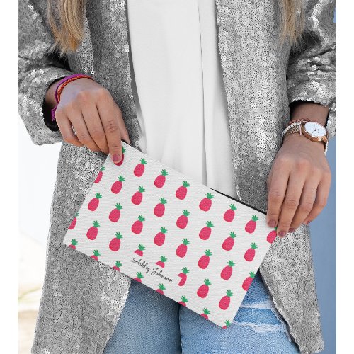 Pink White Pineapple Cute Pattern Accessory Pouch