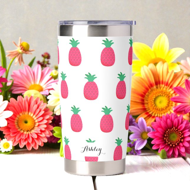 Pink White Pineapple Fruit Pattern  Insulated Tumbler (Creator Uploaded)