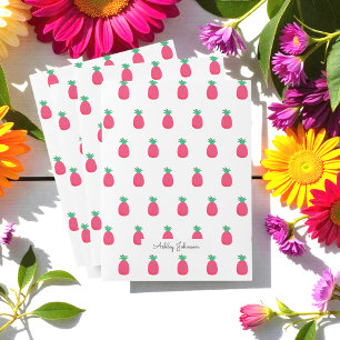 Pink White Pineapple Pattern Chic Pocket Folder
